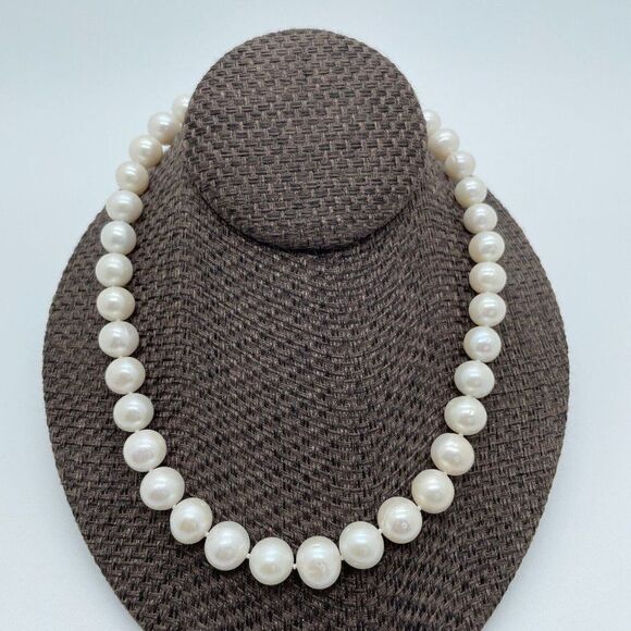 Imperial Pearls Necklace White 9.5 - 11.5mm Cultured Freshwater Sterling Silver - Picture 3 of 9